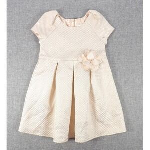 The Children's Place Dress Girls 4T Gold Metallic Flower Party  Holiday